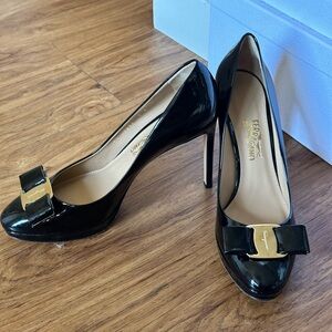 Salvatore Ferragamo Osimo Patent Leather High-Heel Platform Pumps